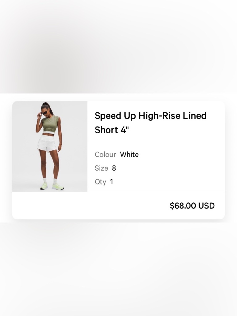 lululemon athletica Speed Up High-Rise Lined Short 4" in White new without tags